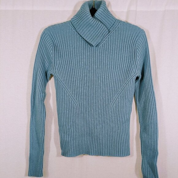 Vintage Spiegel Ribbed Turtleneck Light Blue Sweater Size M - Picture 1 of 3